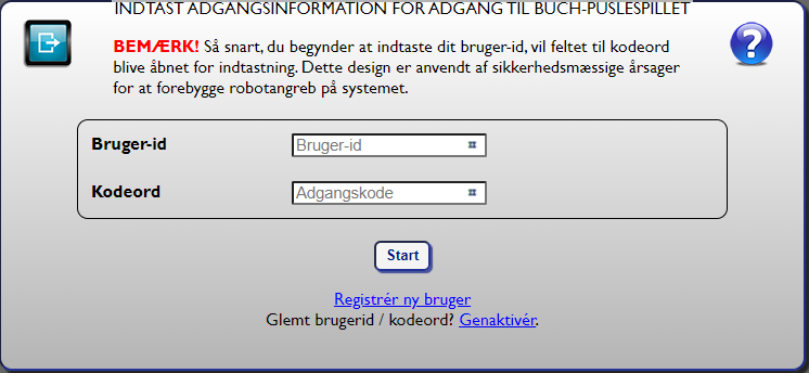 Fig. 1: Login til Buch-puslespillet