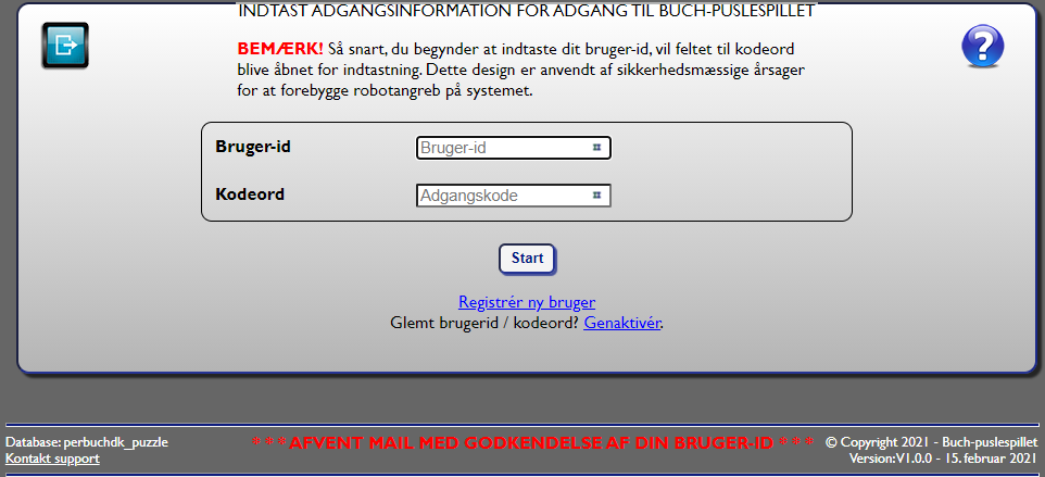 Fig. 5: Retur til login med information om registrering