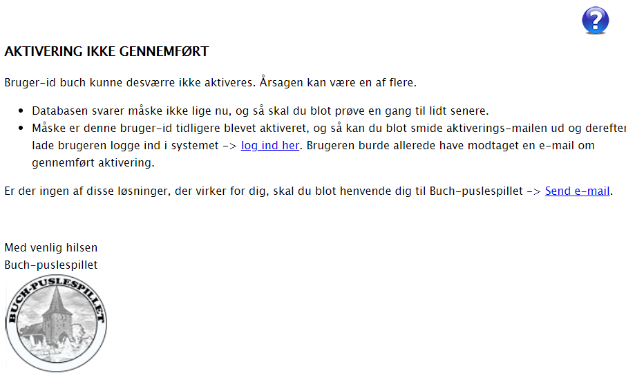 Fig. 9: Kvittering for fejl ved aktivering