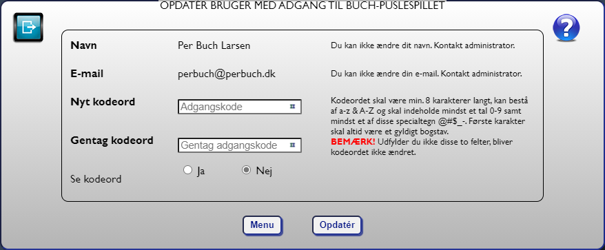 Fig. 12: Opdatér din brugerkonto