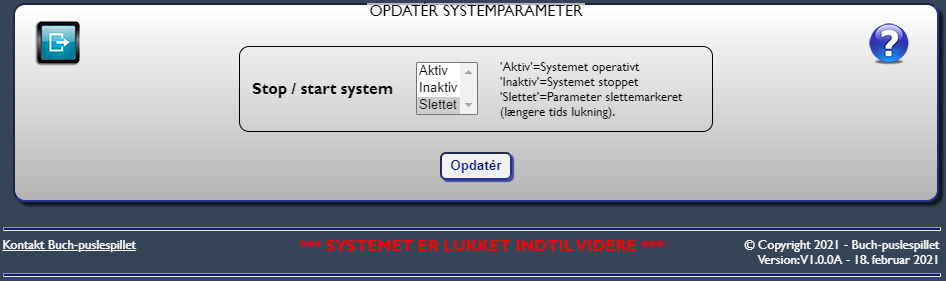 Fig. 17: Opdatér systemparameter - slettemarkeret